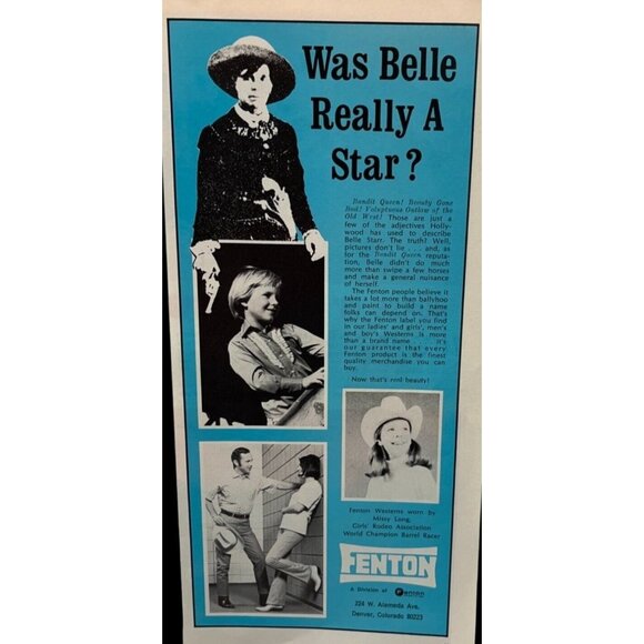 Fenton Westerns Vintage Print Ad 1970s Fashion Clothing Denver CO - Picture 6 of 6